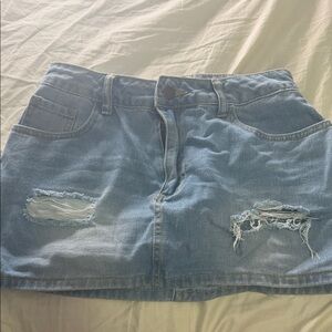 SHEIN Light Blue Distressed Mini Skirt